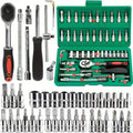 Pro 46-Piece Ratchet Socket Set — Heavy-Duty Metric & Hex Tool Kit